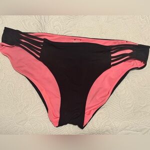 🖤✨ PINK Black + Pink Strappy Bikini Bottoms — Size L